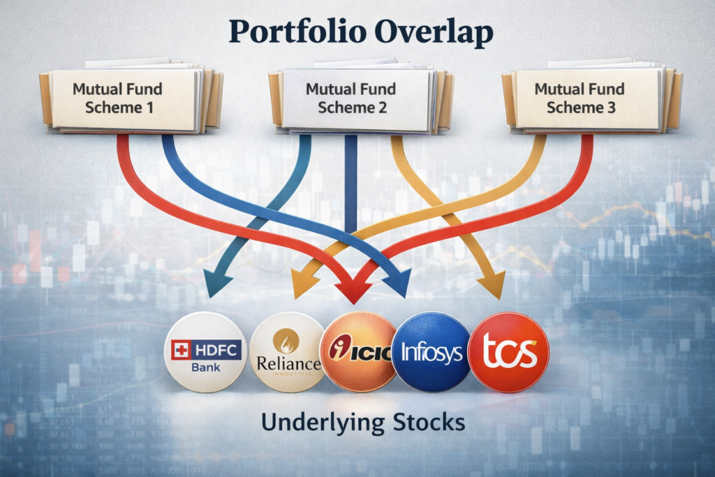 mutual fund portfolio overlap showing multiple funds investing in the same stocks